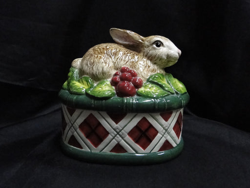 Noritake Royal Hunt, 3930, Plaid: Rabbit Figurine Oval Box & Lid, 5"