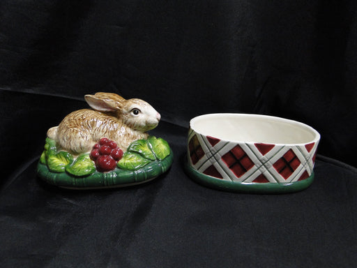 Noritake Royal Hunt, 3930, Plaid: Rabbit Figurine Oval Box & Lid, 5"