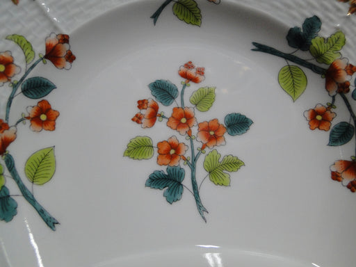 Herend Livia, Rust Florals, Green Stems: Crescent Side Salad Plate, 7 1/4" x 5"