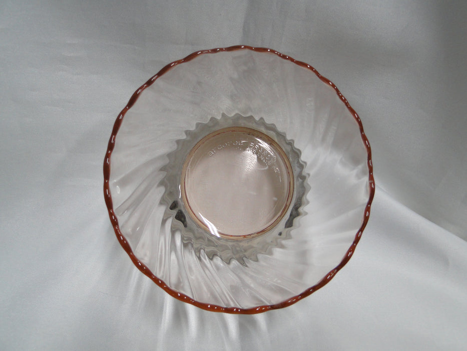 Cristal d'Arques Rosaline Pink, Swirled: Bowl w/ Metal Base, 4 7/8" x 2 5/8"