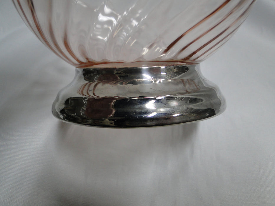 Cristal d'Arques Rosaline Pink, Swirled: Bowl w/ Metal Base, 4 7/8" x 2 5/8"