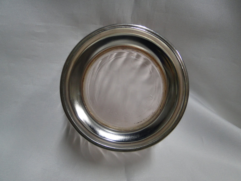 Cristal d'Arques Rosaline Pink, Swirled: Bowl w/ Metal Base, 4 7/8" x 2 5/8"