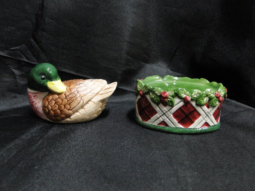 Noritake Royal Hunt, 3930, Plaid: Mallard Figurine Salt & Pepper Shakers, As Is