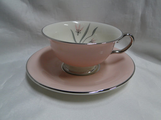 Castleton Fontaine, Pink, Flowers, Platinum Trim: Cup & Saucer Set (s), 2 1/4"