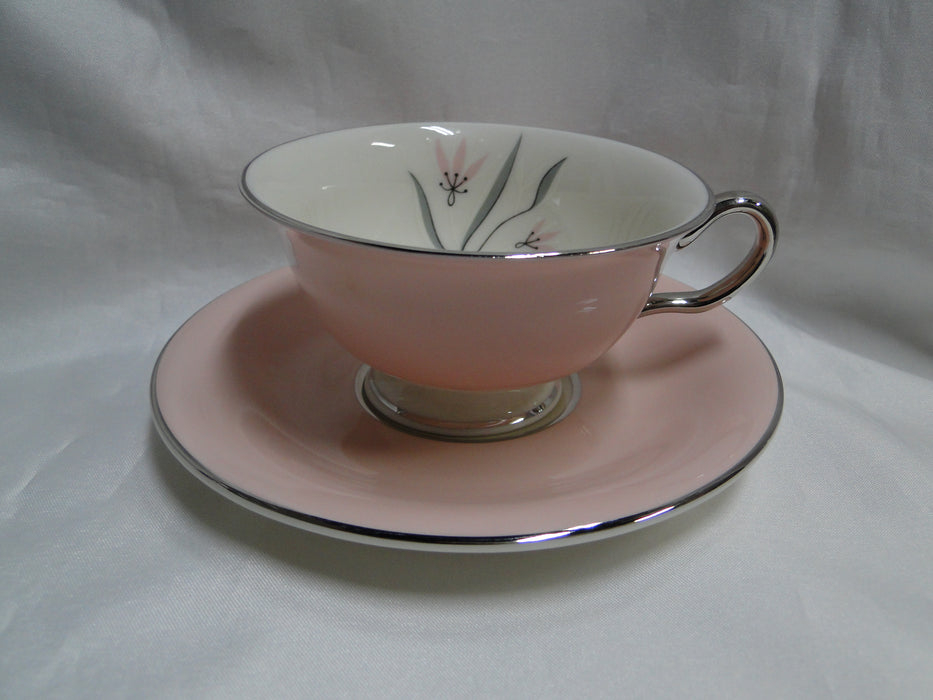 Castleton Fontaine, Pink, Flowers, Platinum Trim: Cup & Saucer Set (s), 2 1/4"