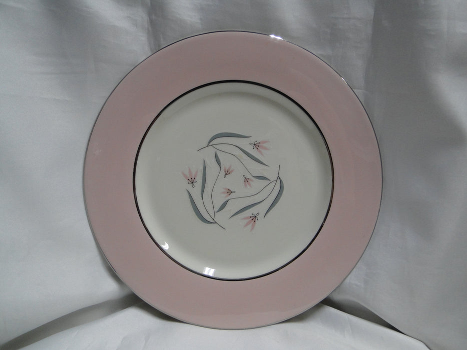 Castleton Fontaine, Pink, Flowers, Platinum Trim: Dinner Plate (s), 10 3/4"