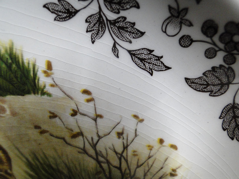 Palissy Game Series, Brown Florals, England: Pheasant Oval Platter, 16", Crazing