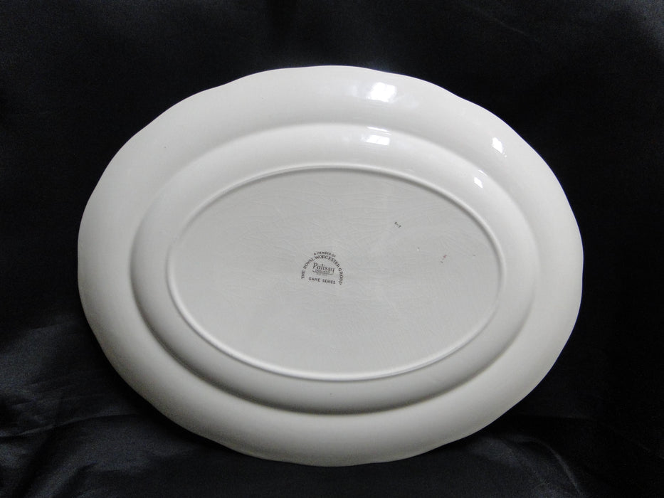 Palissy Game Series, Brown Florals, England: Pheasant Oval Platter, 16", Crazing