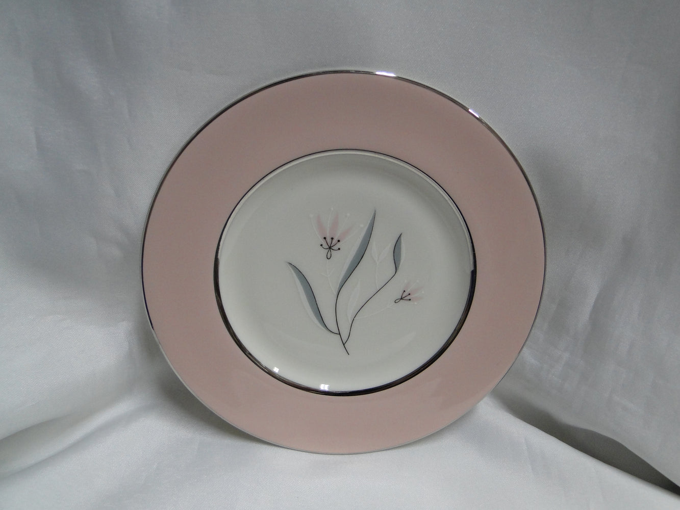 Castleton Fontaine, Pink, Flowers, Platinum Trim: Bread Plate, 6 1/4"