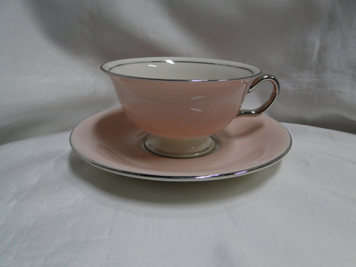 Castleton Shell Pink, Platinum Trim: Cup & Saucer Set (s), 2 1/4" Tall