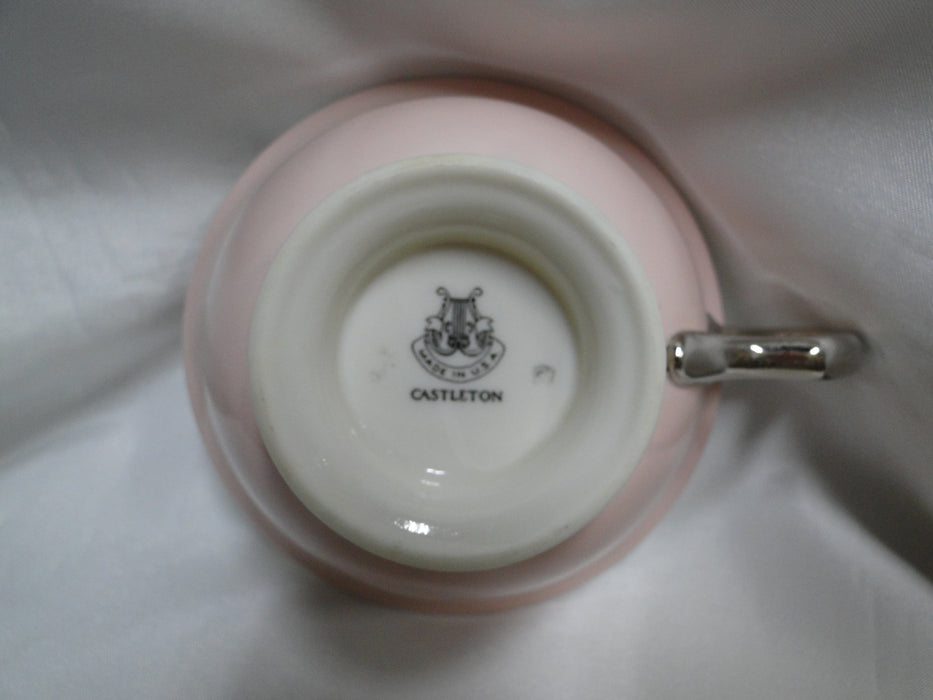 Castleton Shell Pink, Platinum Trim: Cup & Saucer Set (s), 2 1/4" Tall
