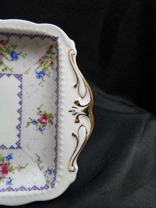 Royal Albert Petit Point, Floral Embroidery: Sandwich Tray, 11 5/8" x 6 3/4"