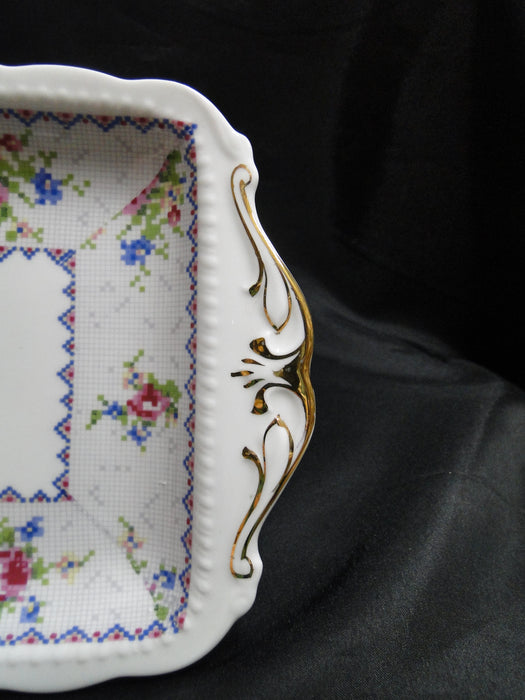 Royal Albert Petit Point, Floral Embroidery: Sandwich Tray, 11 5/8" x 6 3/4"