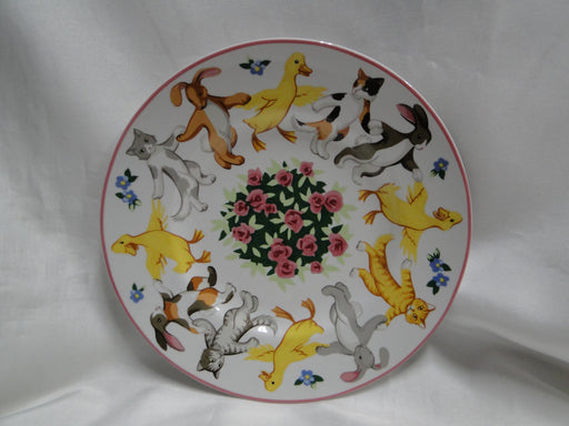 Tiffany Playground, Animals, Flowers, Pink Trim: Children's Plate, 7"