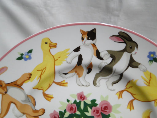 Tiffany Playground, Animals, Flowers, Pink Trim: Children's Plate, 7"