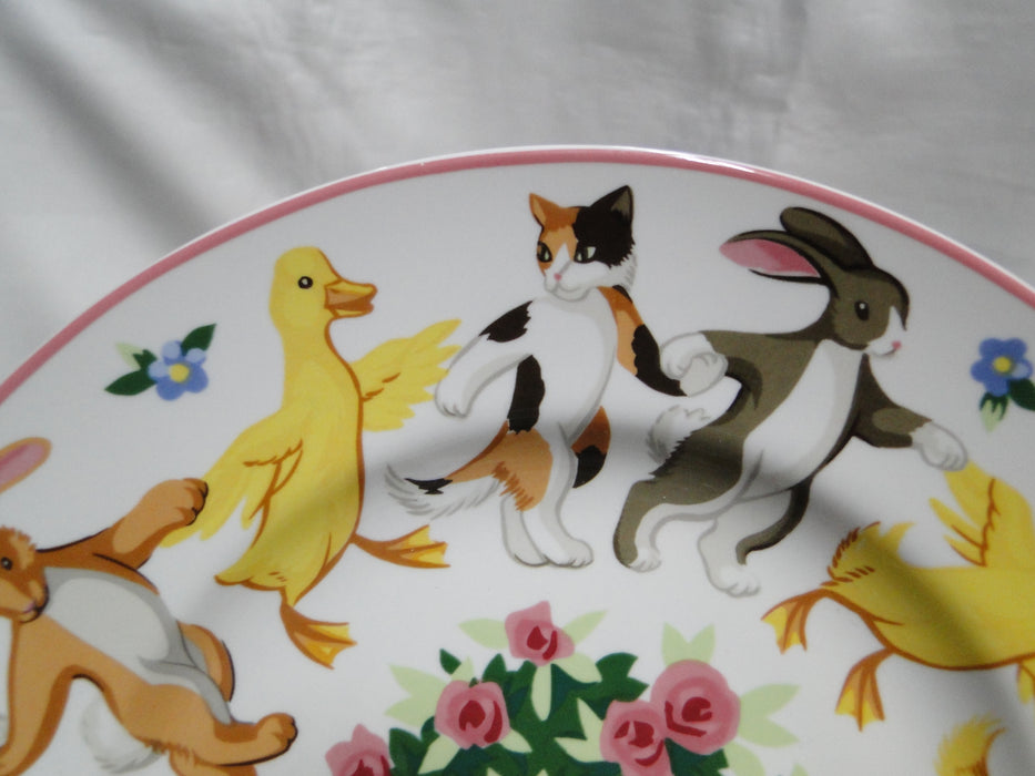 Tiffany Playground, Animals, Flowers, Pink Trim: Children's Plate, 7"