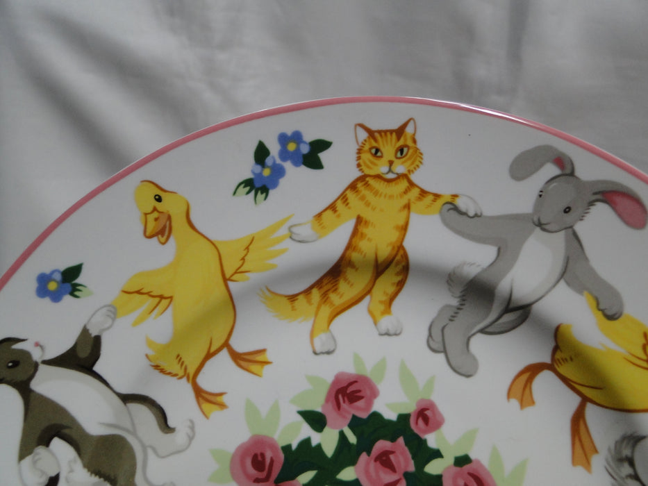 Tiffany Playground, Animals, Flowers, Pink Trim: Children's Plate, 7"