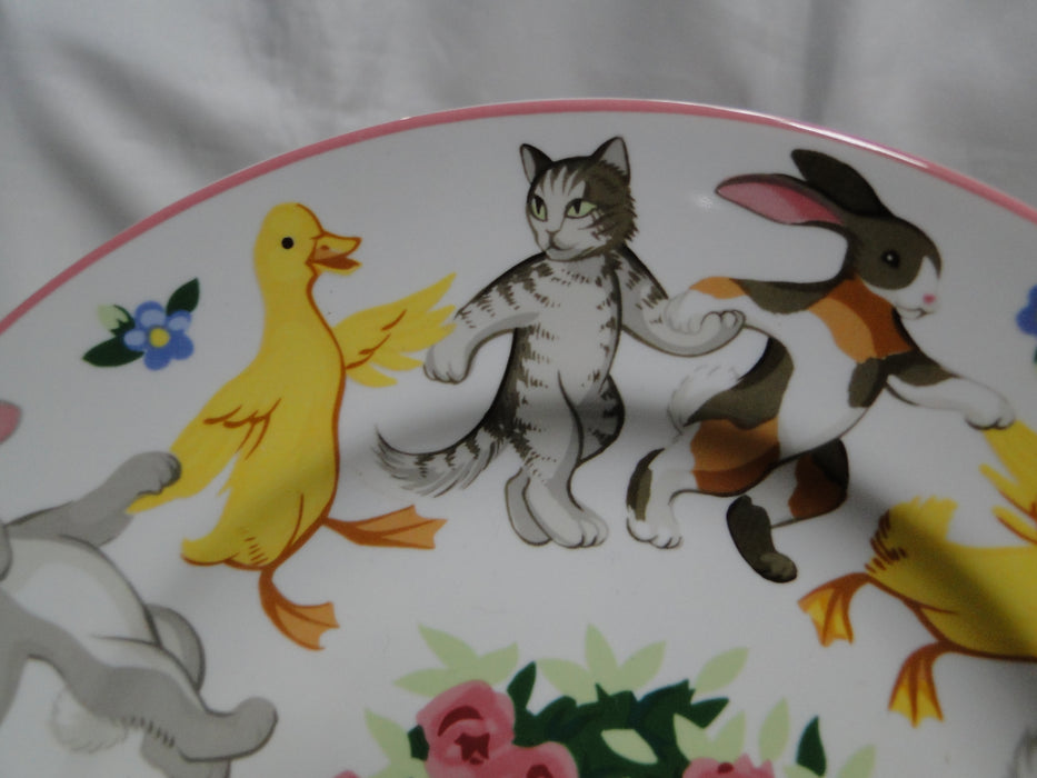 Tiffany Playground, Animals, Flowers, Pink Trim: Children's Plate, 7"