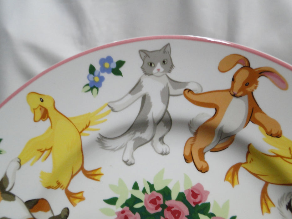 Tiffany Playground, Animals, Flowers, Pink Trim: Children's Plate, 7"