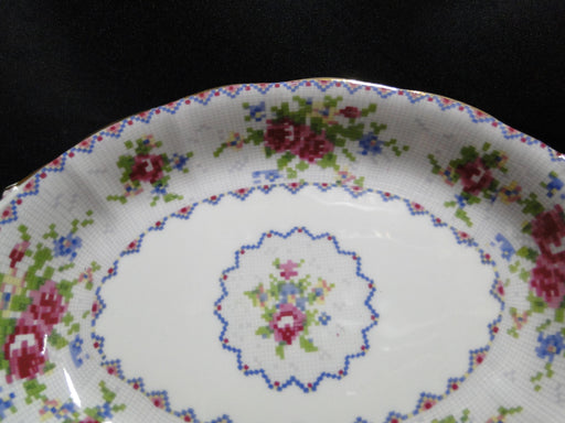 Royal Albert Petit Point, Floral Embroidery: Oval Relish Dish, 8 1/4" x 5 1/8"