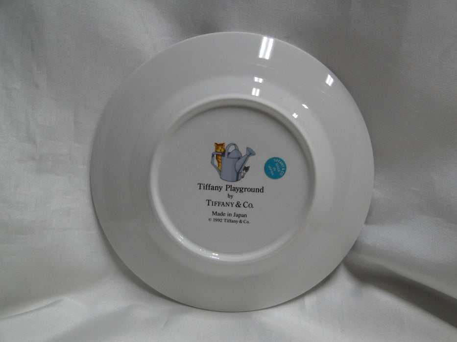 Tiffany Playground, Animals, Flowers, Pink Trim: Children's Plate, 7"