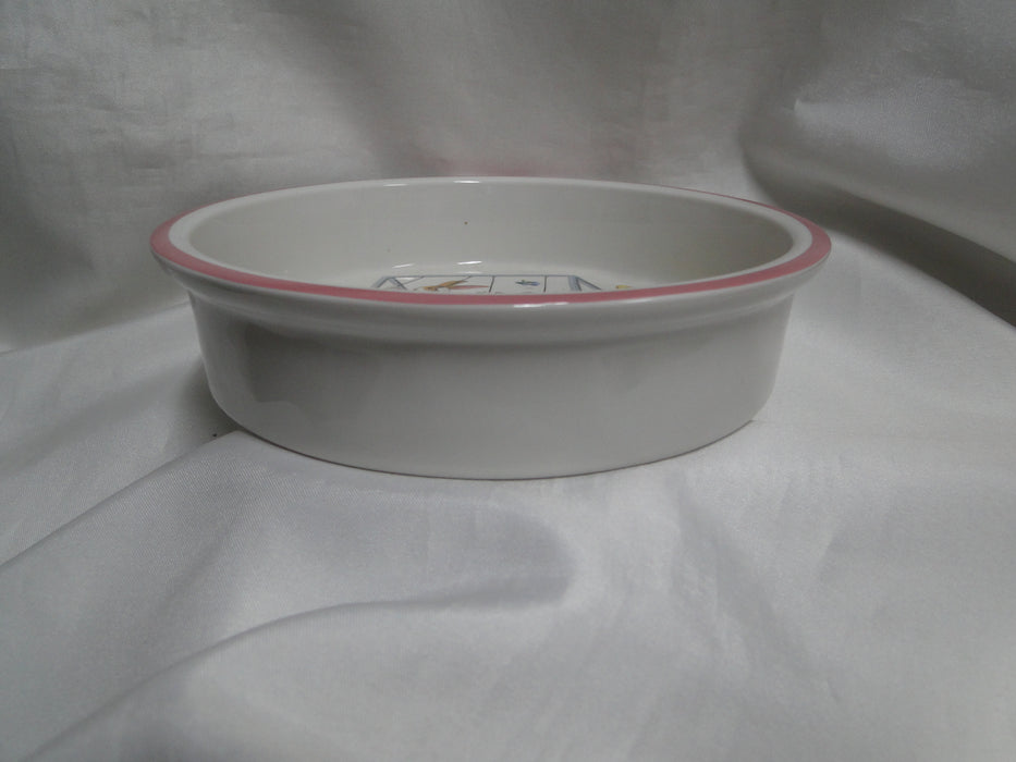 Tiffany Playground, Animals, Flowers, Pink Trim: Children's Bowl, 6 5/8" x 1.5"