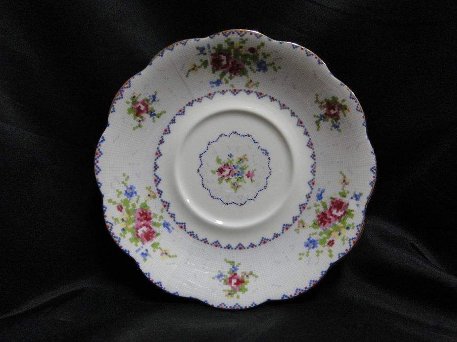 Royal Albert Petit Point, Floral Embroidery: Gravy Boat As Is & Sep Underplate