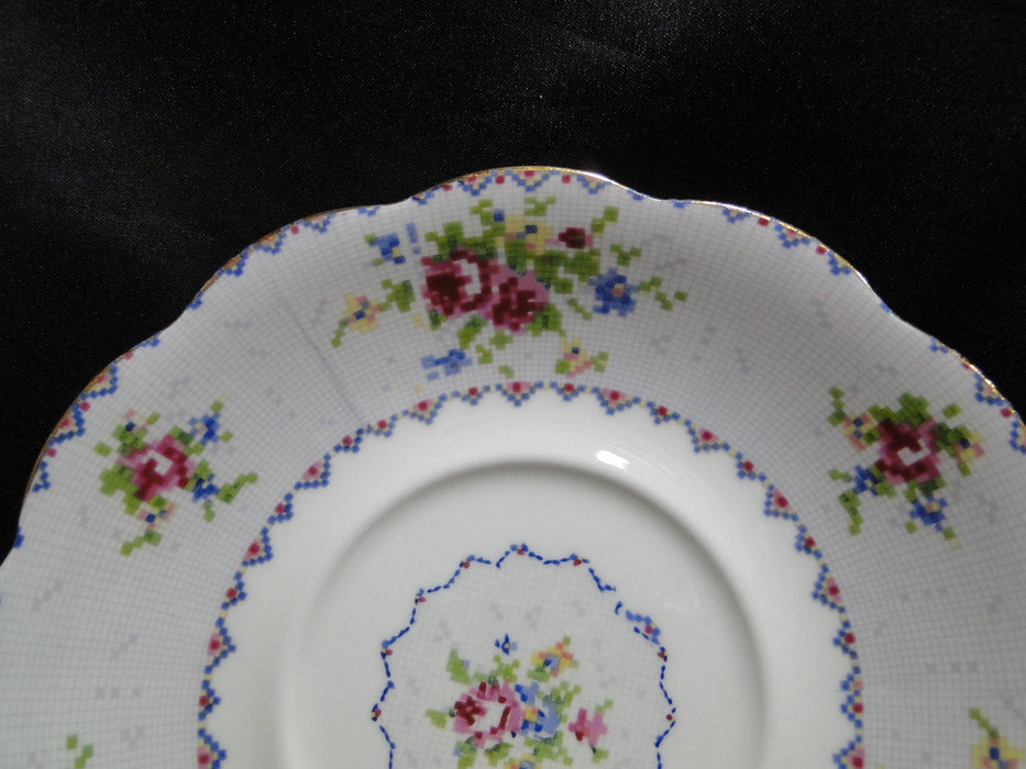 Royal Albert Petit Point, Floral Embroidery: Gravy Boat As Is & Sep Underplate