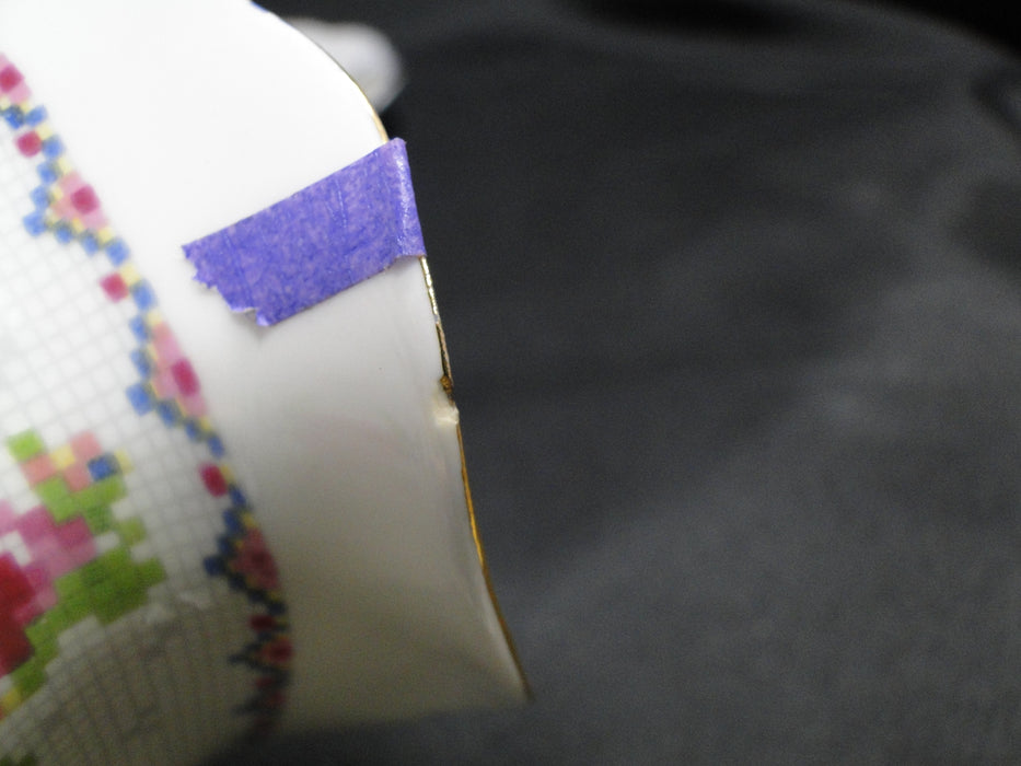 Royal Albert Petit Point, Floral Embroidery: Gravy Boat As Is & Sep Underplate