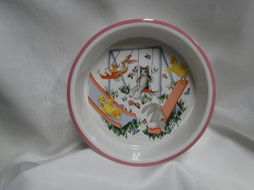 Tiffany Playground, Animals, Flowers, Pink Trim: Children's Bowl, 6 5/8" x 1.5"
