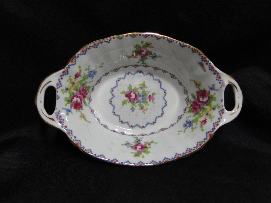 Royal Albert Petit Point, Floral Embroidery: Oval Sweet Meat Dish, 5 3/4"