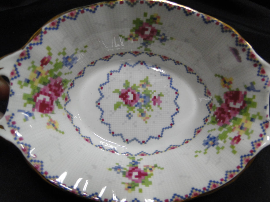 Royal Albert Petit Point, Floral Embroidery: Oval Sweet Meat Dish, 5 3/4"