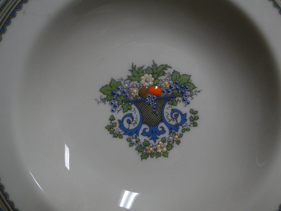 Lenox Autumn, Fruit, Blue Scrolls: Rim Soup Bowl, 8 3/8" x 1 3/8" Tall