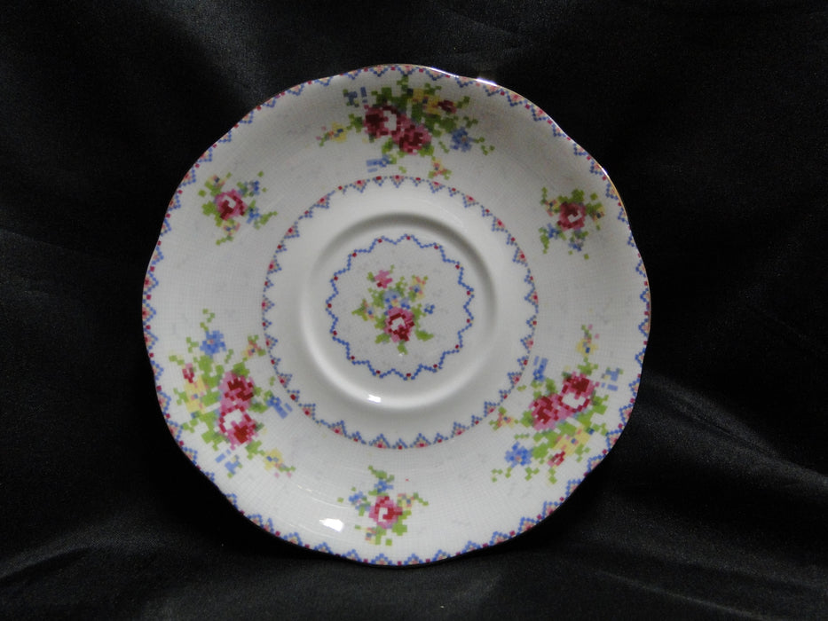 Royal Albert Petit Point, Floral Embroidery: Cream Soup Bowl & Saucer Set