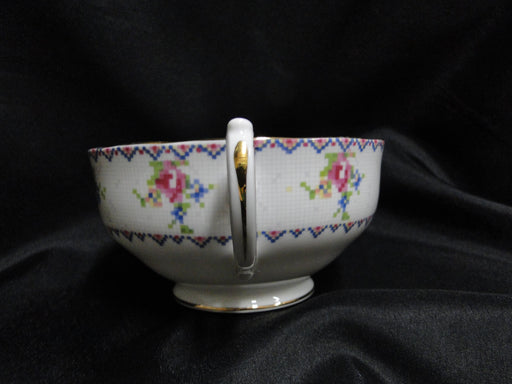 Royal Albert Petit Point, Floral Embroidery: Cream Soup Bowl & Saucer Set