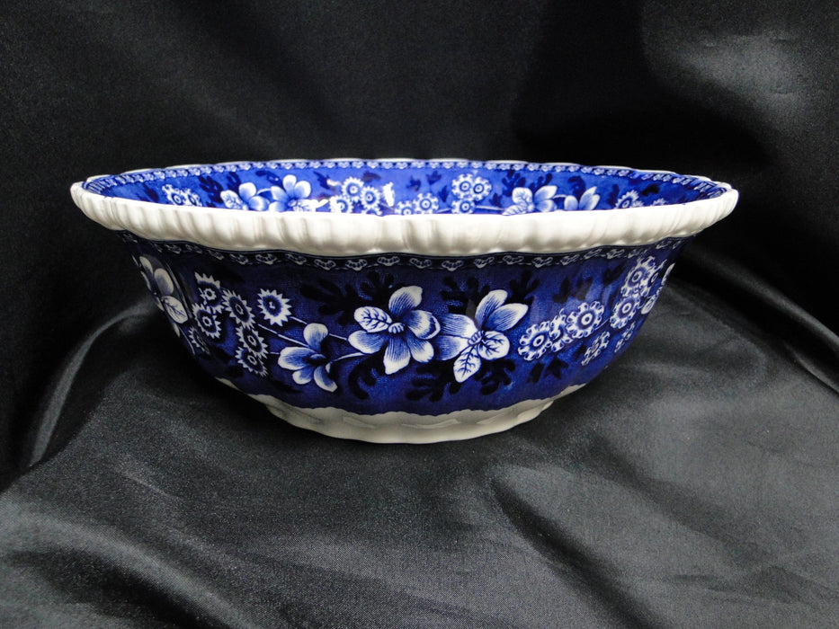 Copeland Spode's Tower Blue, Flowers & Scene: Salad / Serving Bowl, 10" x 3 3/4"