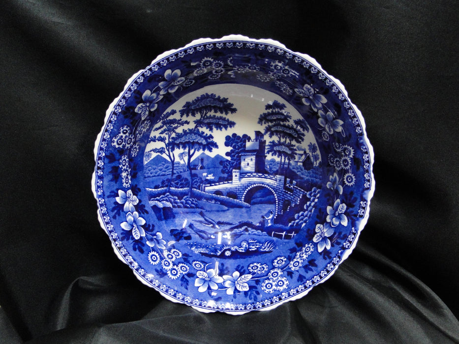 Copeland Spode's Tower Blue, Flowers & Scene: Salad / Serving Bowl, 10" x 3 3/4"