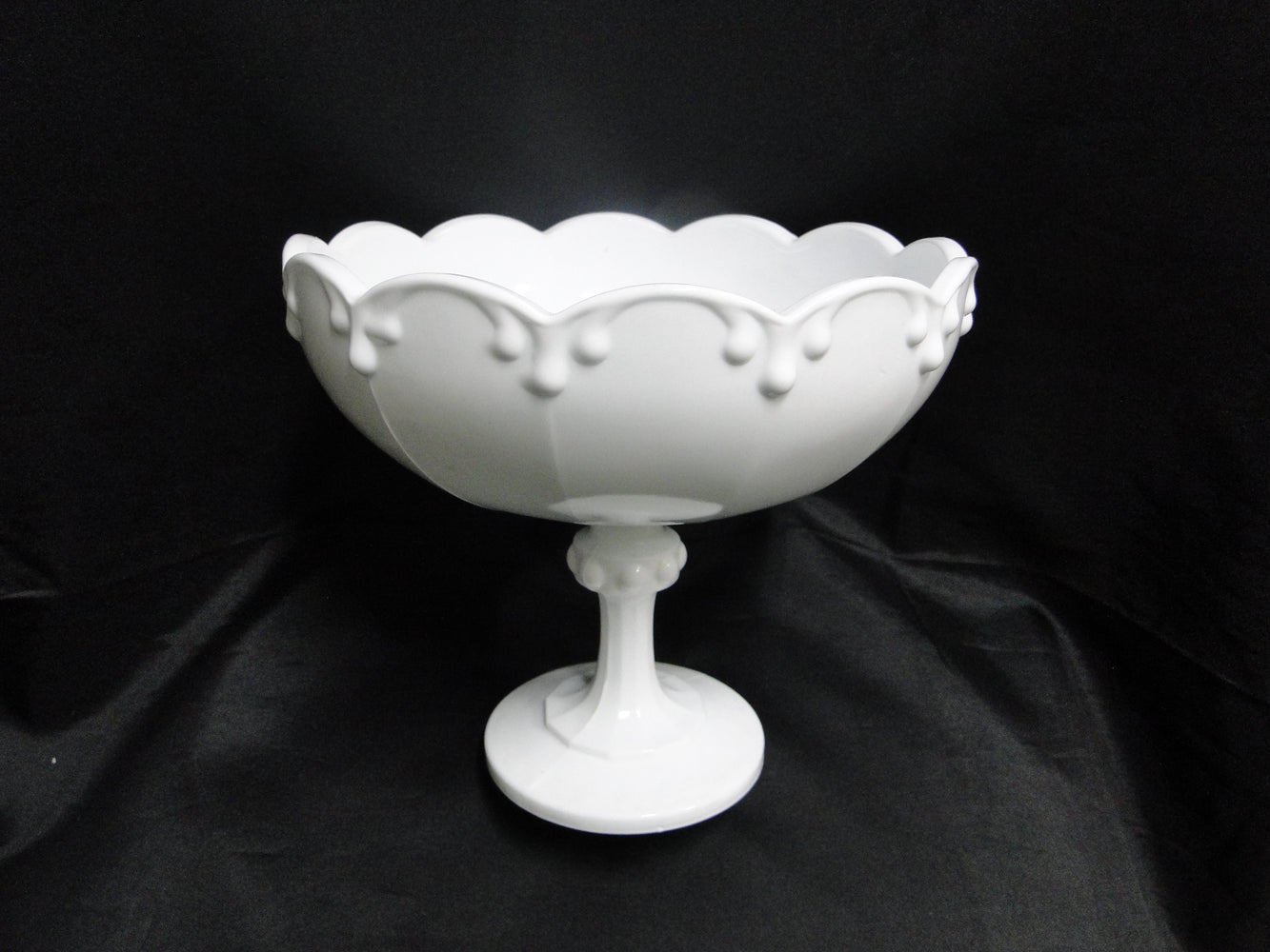 Indiana Garland Milkglass, Raised Drips, No Fruit: Compote, 8 1/2" x 7 3/4" Tall