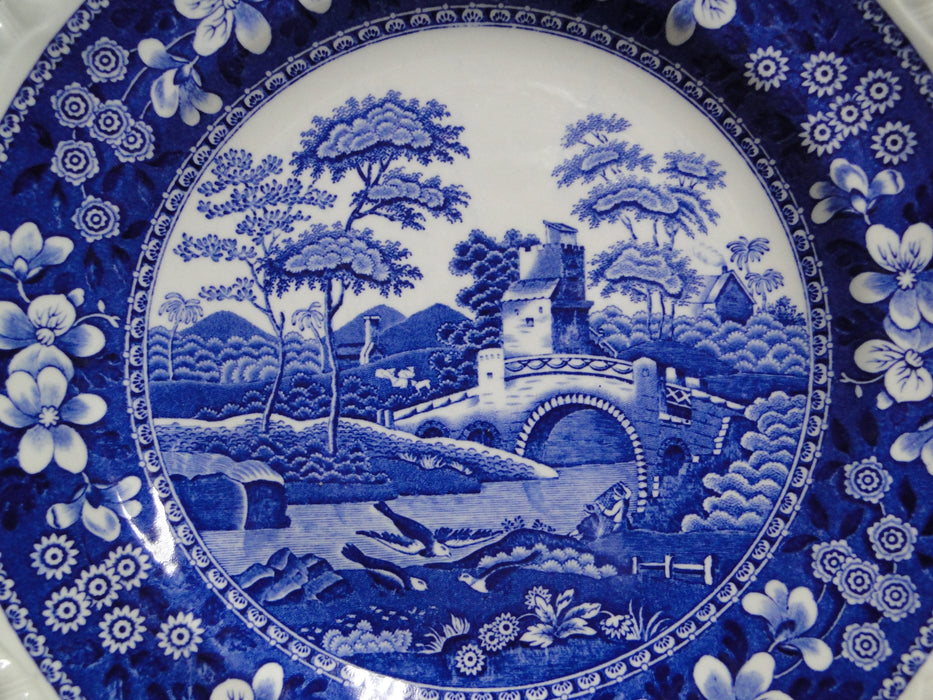 Spode Tower Blue, Flowers & Scene: Luncheon Plate, 9 3/8"