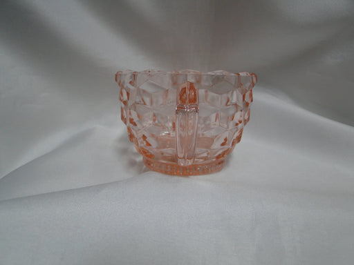 Jeannette Cube Pink, Depression Glass: Open Sugar Bowl, 2 3/8" Tall