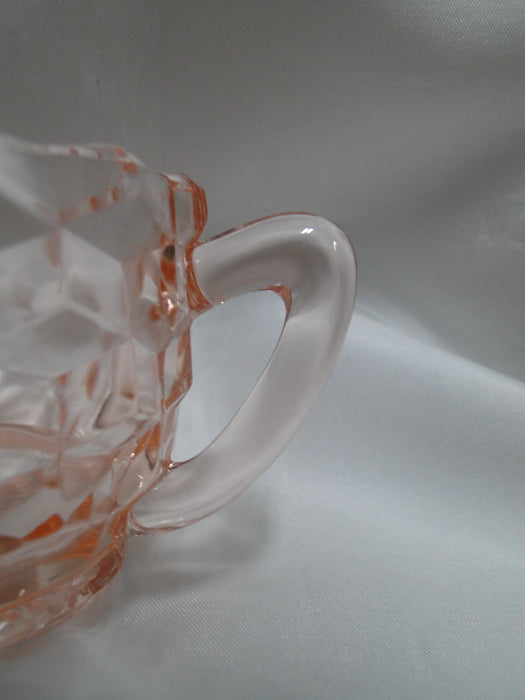 Jeannette Cube Pink, Depression Glass: Open Sugar Bowl, 2 3/8" Tall