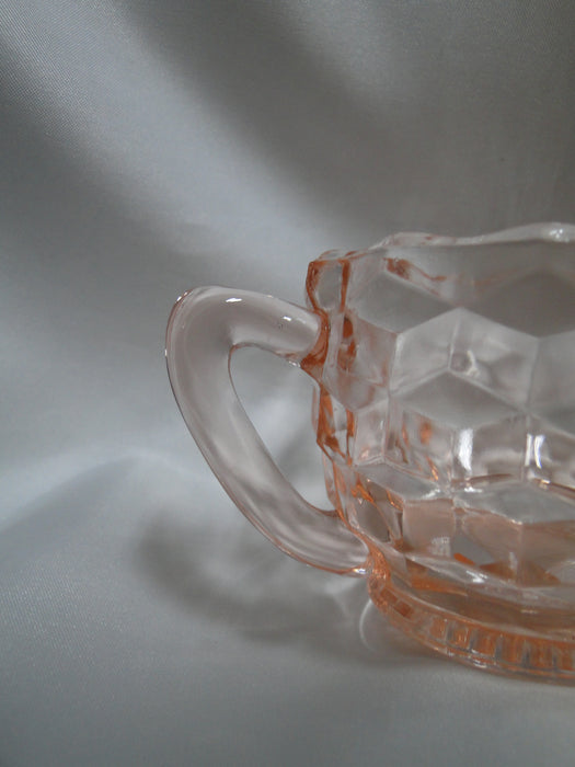Jeannette Cube Pink, Depression Glass: Open Sugar Bowl, 2 3/8" Tall