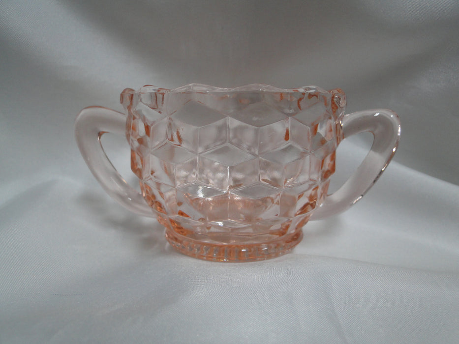 Jeannette Cube Pink, Depression Glass: Open Sugar Bowl, 2 3/8" Tall