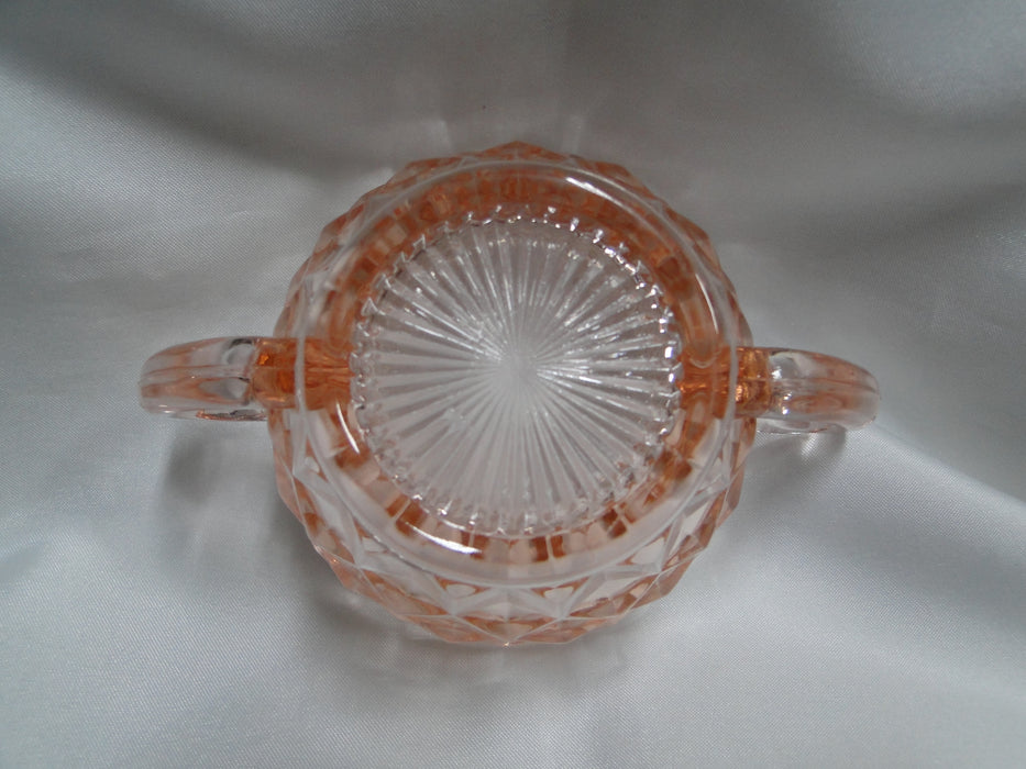 Jeannette Cube Pink, Depression Glass: Open Sugar Bowl, 2 3/8" Tall