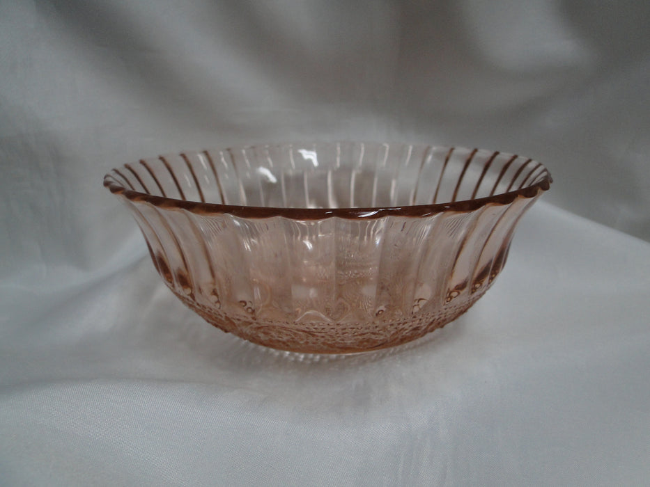 Kig Trellis Pink, Sandwich Glass, Fleur de Lis: Round Bowl, 6 7/8" x 2 3/4"