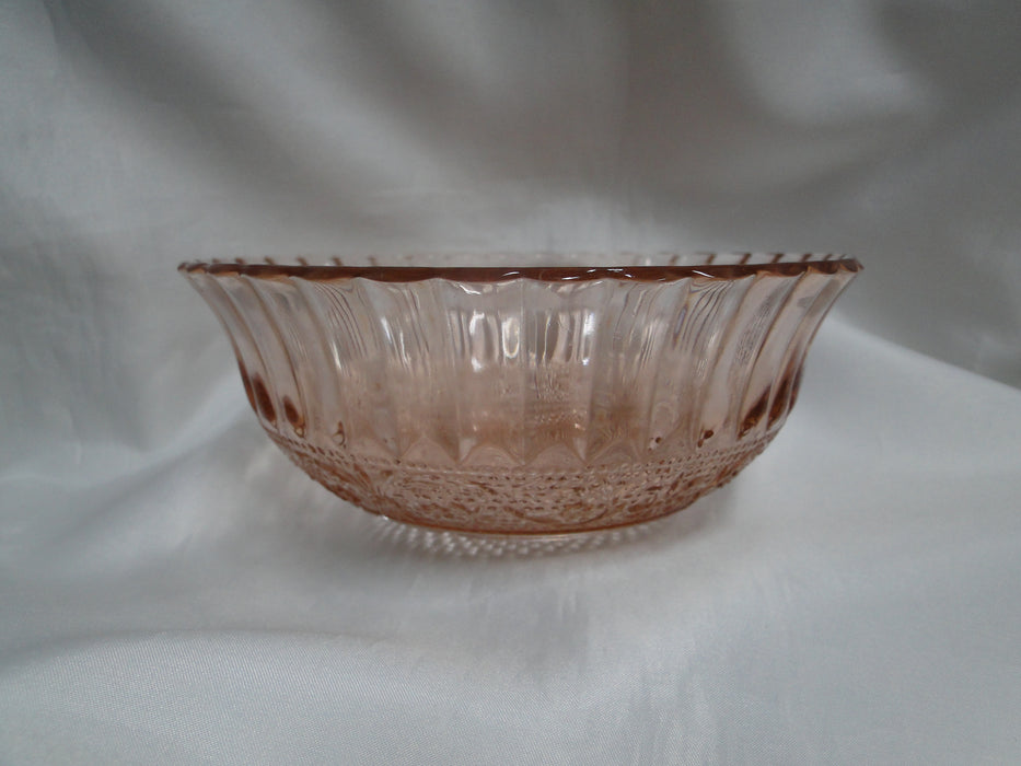 Kig Trellis Pink, Sandwich Glass, Fleur de Lis: Round Bowl, 6 7/8" x 2 3/4"