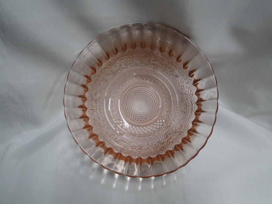 Kig Trellis Pink, Sandwich Glass, Fleur de Lis: Round Bowl, 6 7/8" x 2 3/4"