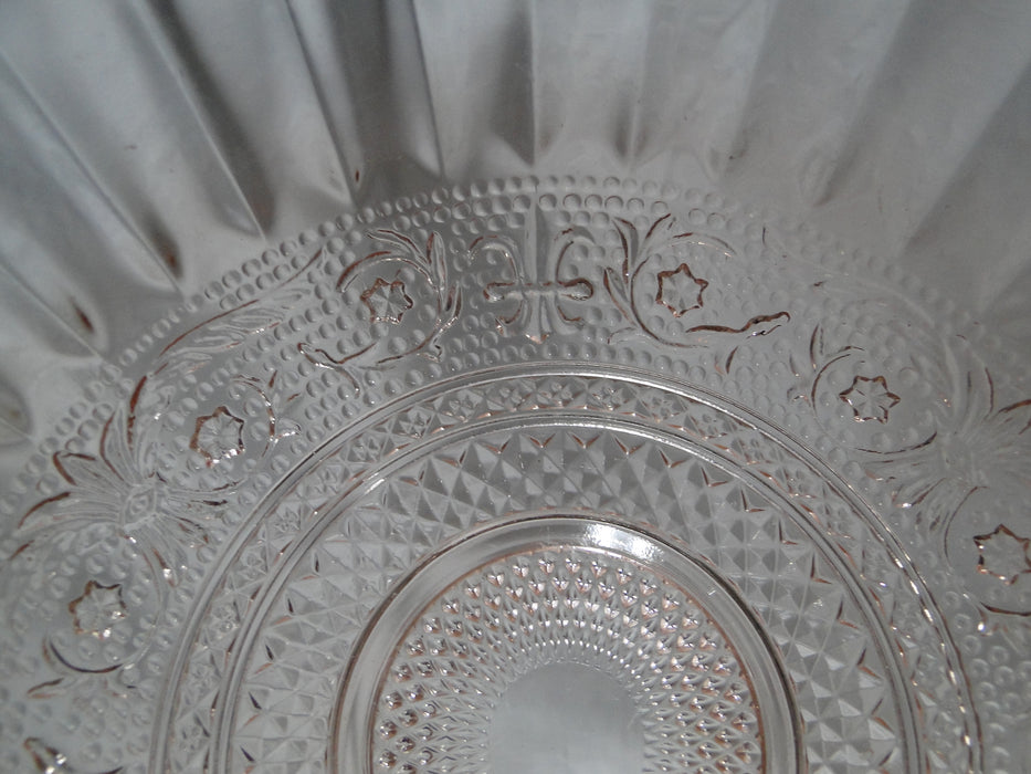 Kig Trellis Pink, Sandwich Glass, Fleur de Lis: Round Bowl, 6 7/8" x 2 3/4"
