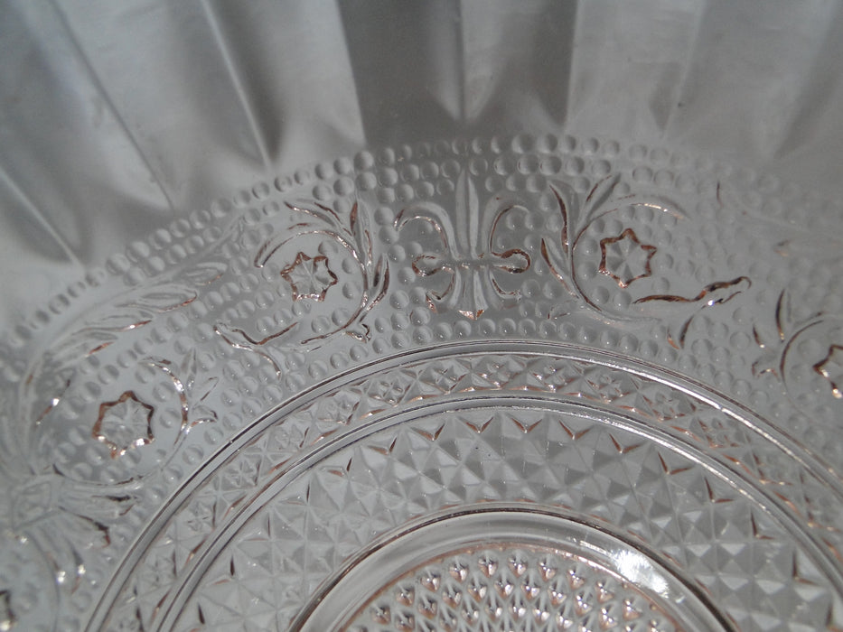 Kig Trellis Pink, Sandwich Glass, Fleur de Lis: Round Bowl, 6 7/8" x 2 3/4"
