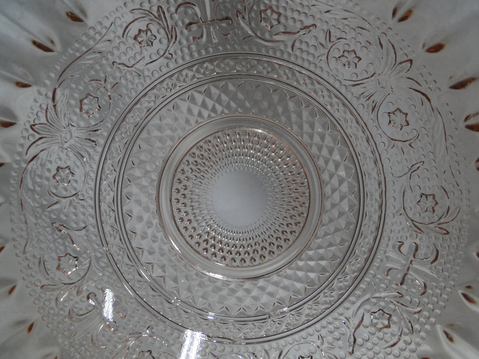 Kig Trellis Pink, Sandwich Glass, Fleur de Lis: Round Bowl, 6 7/8" x 2 3/4"